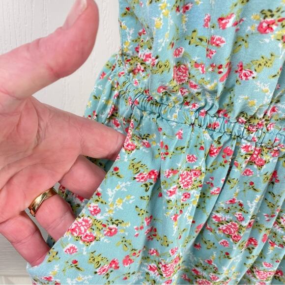 Floral Romper Forever 21 Size Small Green Pink - Picture 5 of 7